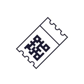 Ticket with qr code icon on white Illustration