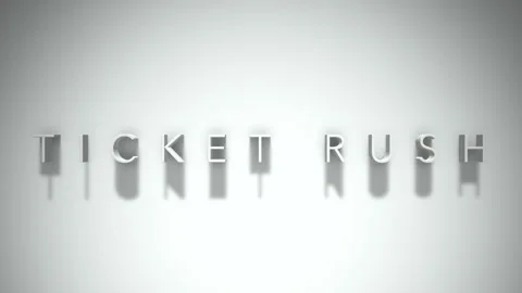 Ticket rush 3D title animation with shadows on a white background Stock Footage 297667468