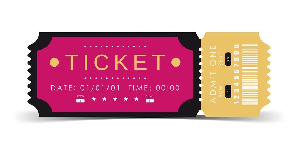 Ticket sample. Modern elegant ticket card illustration template. Vector ill.. Illustrazione stock