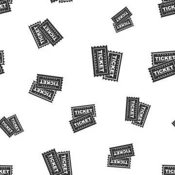 Ticket seamless pattern background icon. Flat vector illustration. Ticket sig Illustrazione stock