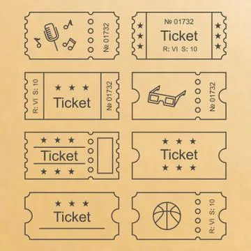 Ticket set icon Stock Illustration