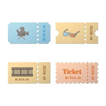 Ticket set icon Stock Illustration