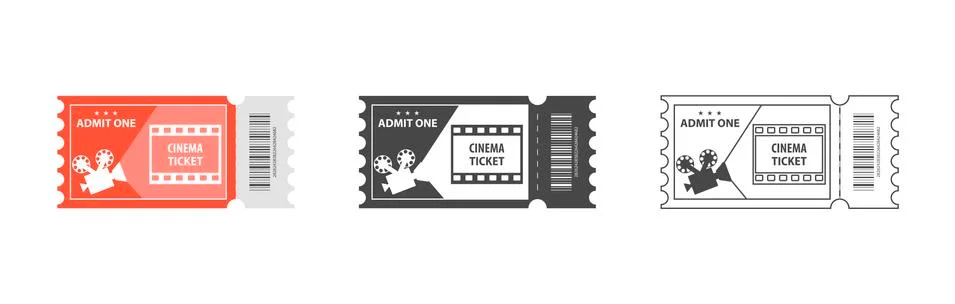 Ticket set isolated on white background. Paper coupons. Tickets in flat and l Stock Illustration
