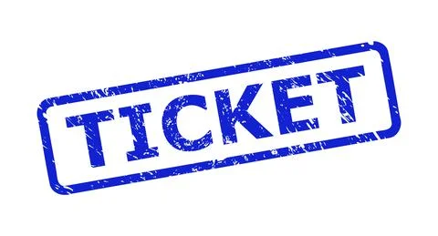 TICKET Stamp Seal with Scratched Texture and Rounded Rectangle Frame Stock Illustration