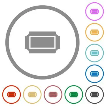 Ticket with straight edges flat icons with outlines Stock Illustration
