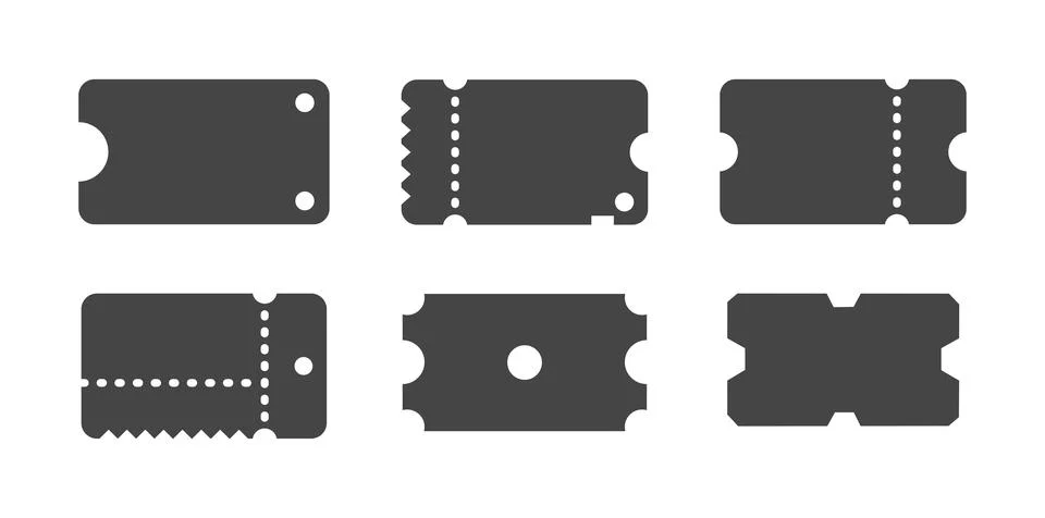 Ticket stub template set with perforated coupon and voucher shapes Stock Illustration