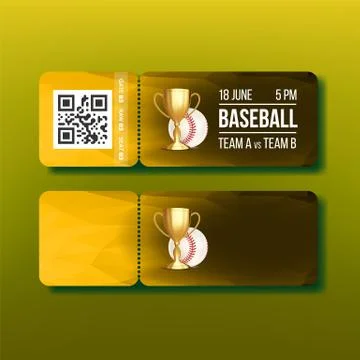 Ticket With Tear-off Coupon On Baseball Vector 스톡 일러스트