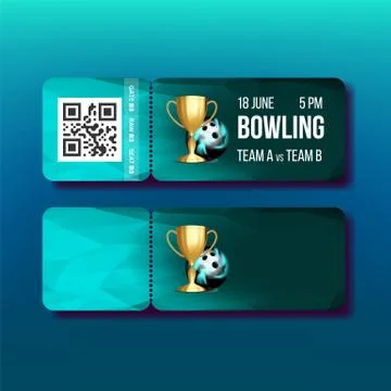Ticket With Tear-off Coupon On Bowling Vector Illustrazione stock