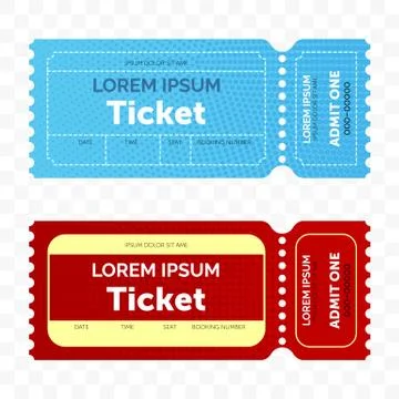 Ticket template retro design. Vector admit ticket with event date and raw sea Illustrazione stock