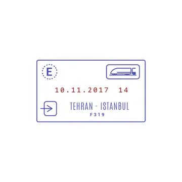 Ticket on train Tehran Istanbul vector Stock Illustration