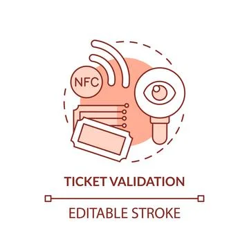 Ticket validation red concept icon Stock Illustration
