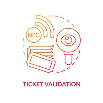 Ticket validation red gradient concept icon Stock Illustration