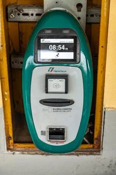 Ticket validator with display close-up 스톡 사진
