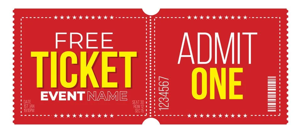 Ticket Vector Design Template For Concert, Event, Party, Festival , Invitat.. Stock Illustration