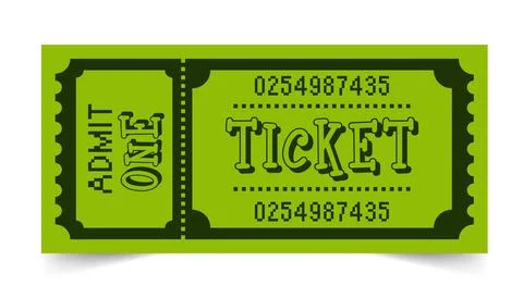Ticket vector template. Perforated vintage paper admit one ticket. Stock Illustration