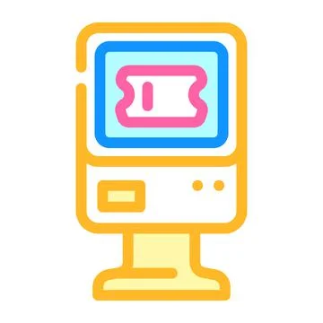 Ticket vending machine color icon vector illustration Stock Illustration