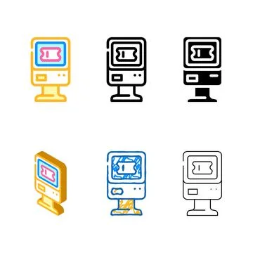 Ticket vending machine color icon vector stylized Stock Illustration