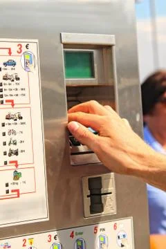 Ticket vending machine, commonly used for public transport Stock Photos