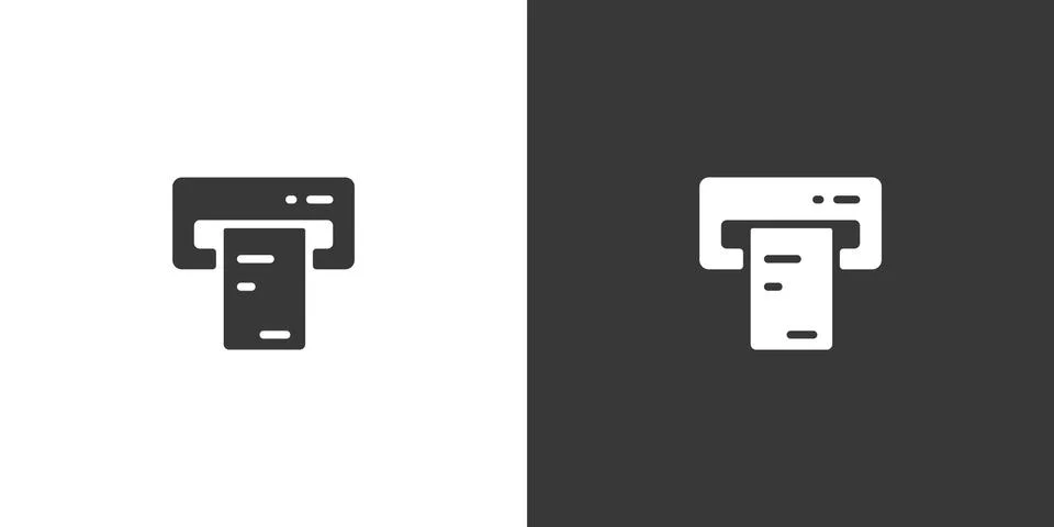 Ticket vending machine. Insert and purchase. Isolated icon on black and white Stock Illustration