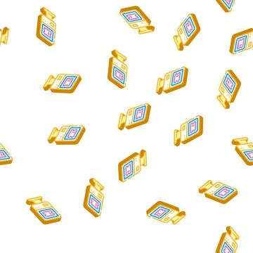 Ticket vending machine isometric icon seamless pattern 스톡 일러스트