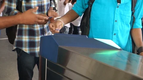 Ticketed Entry Gates at Metro Station in India Stock Footage 83192260