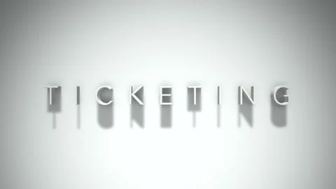 Ticketing 3D title animation with shadows on a white background Stock Footage 296002271
