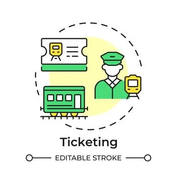 Ticketing flat linear concept icon Stockillustratie