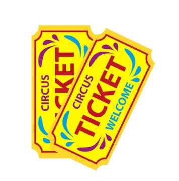 Tickets to the circus icon flat style, isolated on white background. Vector Stock Illustration