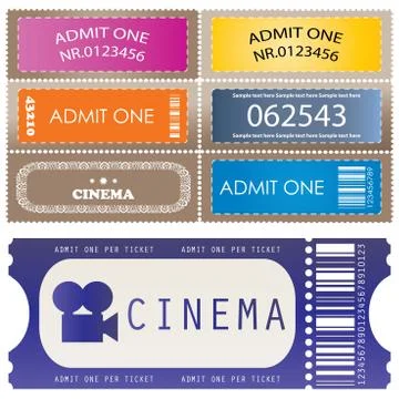 Tickets in different styles - vector Stock Illustration