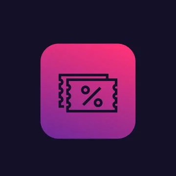 Tickets with discount, promotional code icon Stock Illustration