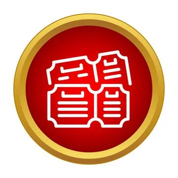 Tickets icon red button representing event admission Stockillustratie
