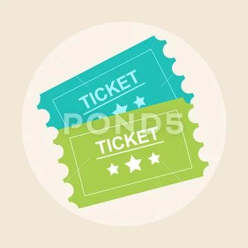 Tickets icon. Retro cinema tickets. Movie ticket in flat style Stock Illustration