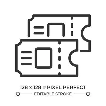 Tickets pixel perfect line icon Stock Illustration