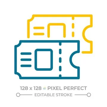 Tickets pixel perfect two color line icon Stock Illustration