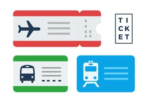 Tickets for public transport vector flat isolated Stock Illustration