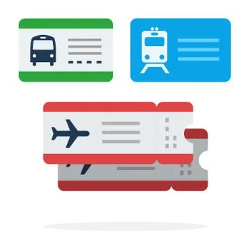 Tickets for public transport vector flat isolated on white Stock Illustration