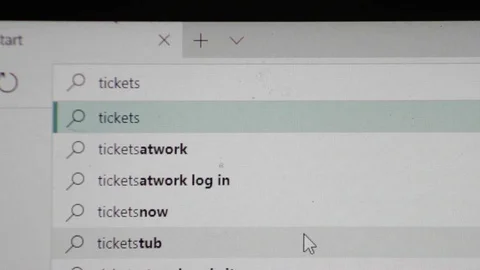 TICKETS - SEARCH BAR TYPOGRAPHY Stock Footage 83230226