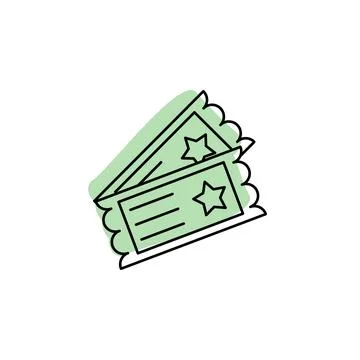 Tickets, show with color shadow vector icon in amusement set Stock Illustration