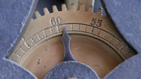 Ticking gearwheel with arrow pointer Stock Footage 328642543