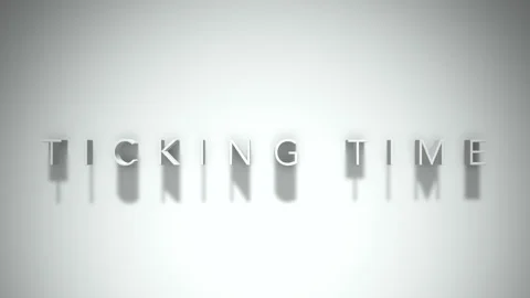 Ticking time 3D title animation white text on a white background Stock Footage 299824604