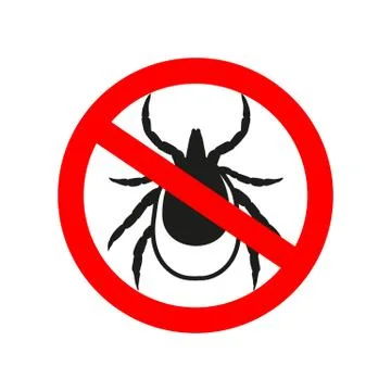 Ticks stop sign. Mite warning sign. Encephalitis parasite icon. Stock Illustration