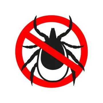 Ticks stop sign. Mite warning sign. Encephalitis parasite icon. Stock Illustration