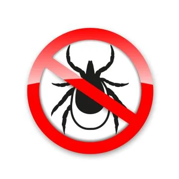 Ticks stop sign. Mite warning sign. Encephalitis parasite icon. Stock Illustration