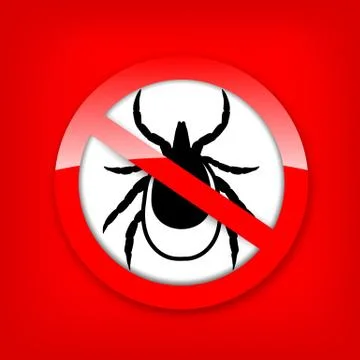 Ticks stop sign. Mite warning sign. Encephalitis parasite icon. Stock Illustration