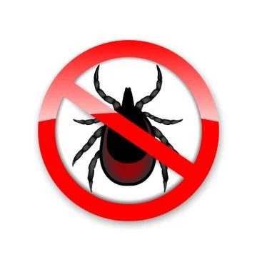 Ticks stop sign. Mite warning sign. Encephalitis parasite icon. Illustrazione stock