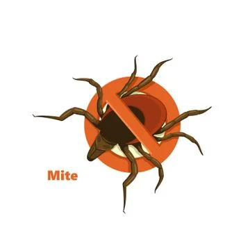 Ticks stop sign. Mite warning sign. Dangerous parasite and carrier of infection Stock Illustration