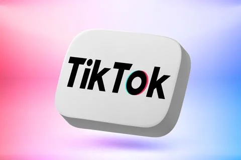 Ticktock video platform button on vivid background. Vector 3d editorial ill.. Illustrazione stock