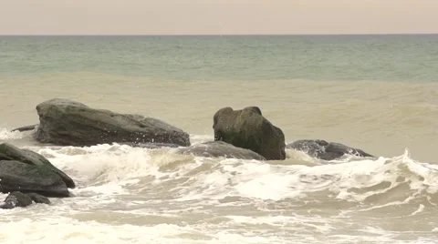 Tidal bore. Storm. Slow motion. Stock Footage 52422212