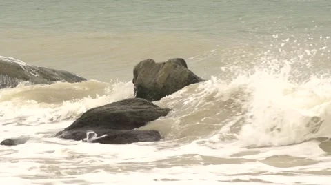 Tidal bore. Storm. Slow motion. Stock Footage 52422252