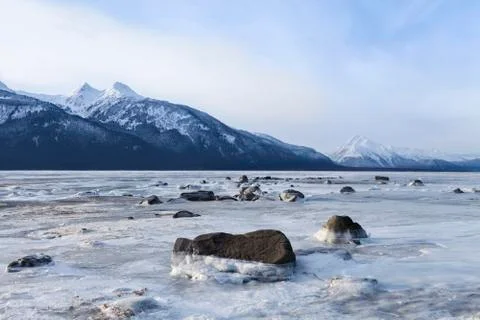 Tidal estuary ice Stock Photos